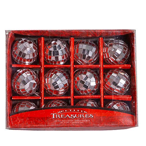 Mini Mirror Ball Christmas Ornaments 1.25in - Disco Style Decor, 12Pc Set