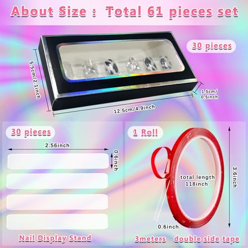 Crtiin 60 Pcs Nail & Eyelash Packaging Set with Double Sided Tape