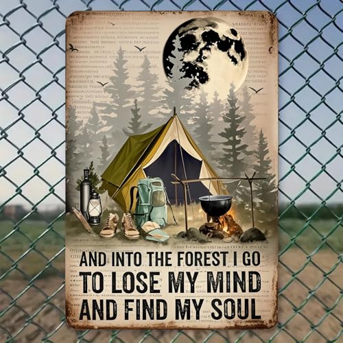 Retro Tin Sign Into The Forest Vintage Metal Wall Art 8x12