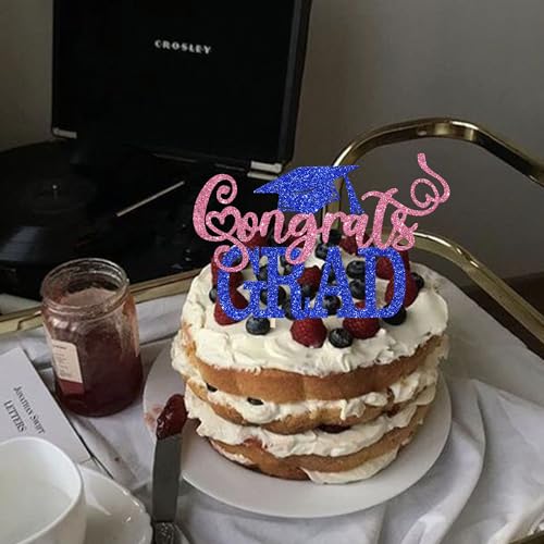 Congrats Grad 2026 Cake Topper Glitter Class of 2026 Party Decoration