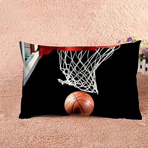 Basketball Hoop Throw Pillow Cover, 20x12 Inch Cotton Linen Cushion Case
