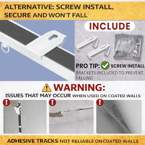 Self-Adhesive Ceiling Curtain Track 4.72FT - Easy Install, White