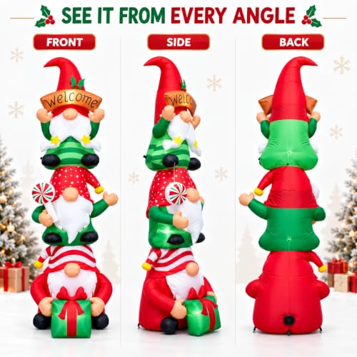 Giant 9FT Christmas Gnome Inflatable Outdoor Yard Decoration with Lights