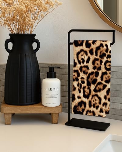 Trendy Leopard Print Hand Towels Set of 2 - 16x24 Inches