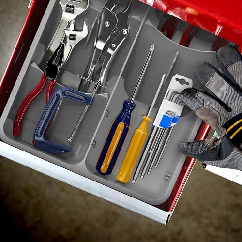 Simple Houseware Adjustable Angled Utensil Drawer Organizer, Gray