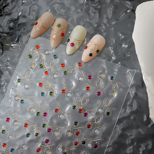 LYLYNB 5D Embossed Christmas Nail Art Stickers Self Adhesive Decals