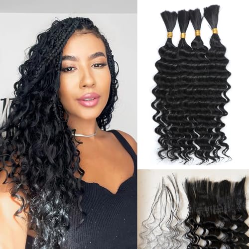 Deep Wave Bulk Hair for Boho Braids Synthetic Blend Extensions 16 Inch 100g