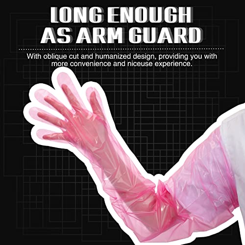 Patelai 50-Pack Disposable Shoulder-Length Field Dressing Gloves - Pink