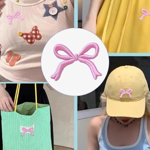 6 Pcs Bowknot Iron-On Cloth Patches for Hats, Clothes & More