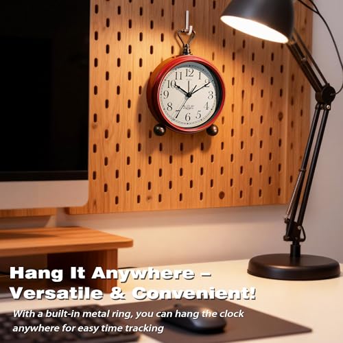 AYRELY Vintage Metal Analog Alarm Clock - Battery Operated, 5.3"