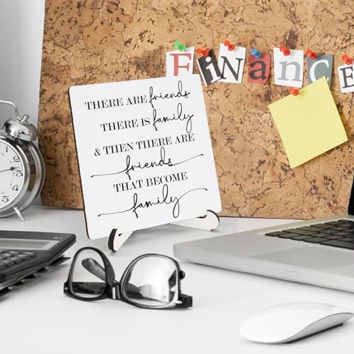 Friends That Become Family Wooden Desk Sign - 5x5 Home Decor