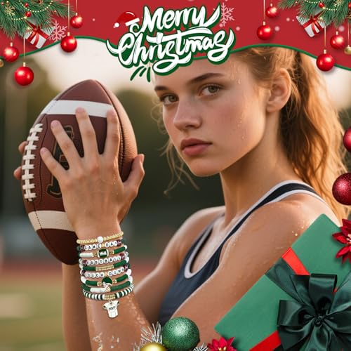 Football Charm Bracelet Set - 9 Pcs Stackable Game Day Jewelry