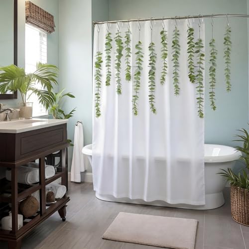 12 Pcs Eucalyptus Shower Curtain Hooks - Spring Decor Rings