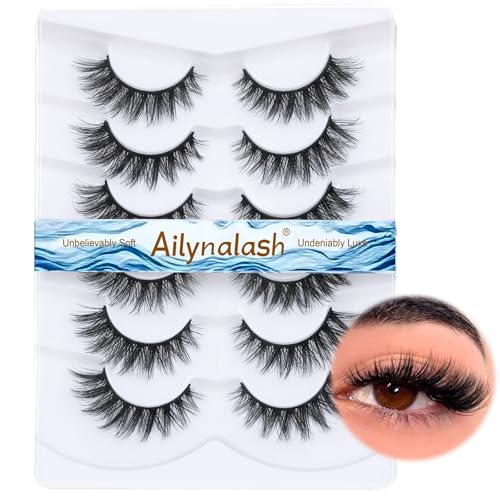 Ailynalash Short Wispy False Eyelashes Natural 14mm Cat Eye Lash Pack