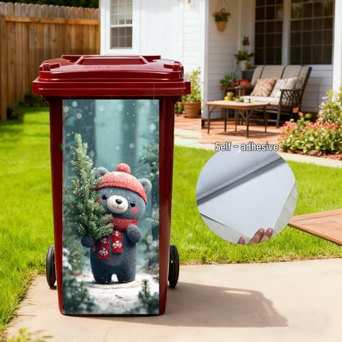 Nuxovilar Winter Bear PVC Garbage Pail Sticker - 14.57x32.28 in