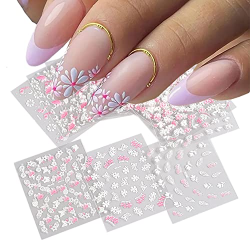 30 Sheets 3D Nail Art Stickers Decals Flowers Butterfly Love Heart