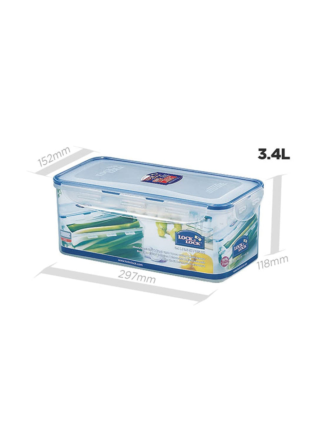 Lock & Lock Rectangular Vegetable Container with Tray, Tall, 14-Cup, 115-Fluid Ounces