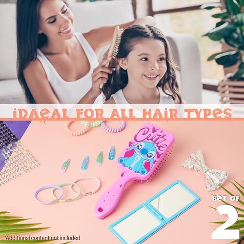 Disney Stitch Detangle Hair Brush and Compact Mirror Set