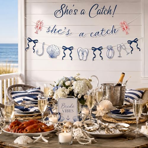 Beach Themed Bachelorette Party Banner Set - 2 Pcs She's a Catch