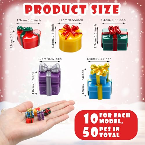 Bucherry 50 Pcs Miniature Christmas Gift Boxes - Cute Decor