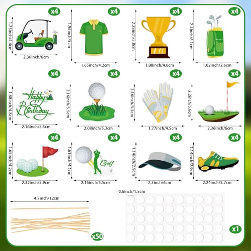 48 Pack Golf Cupcake Toppers for Sports Theme Parties