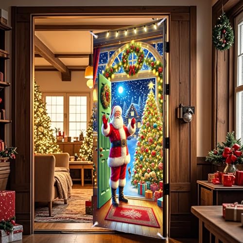Nuxovilar Santa Claus Christmas Door Cover Banner 35x71 Inches - Variation CC00929