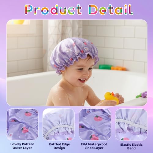 cobee Kids Waterproof Shower Cap, Cute Rabbit Reusable Toddler Bath Bonnet