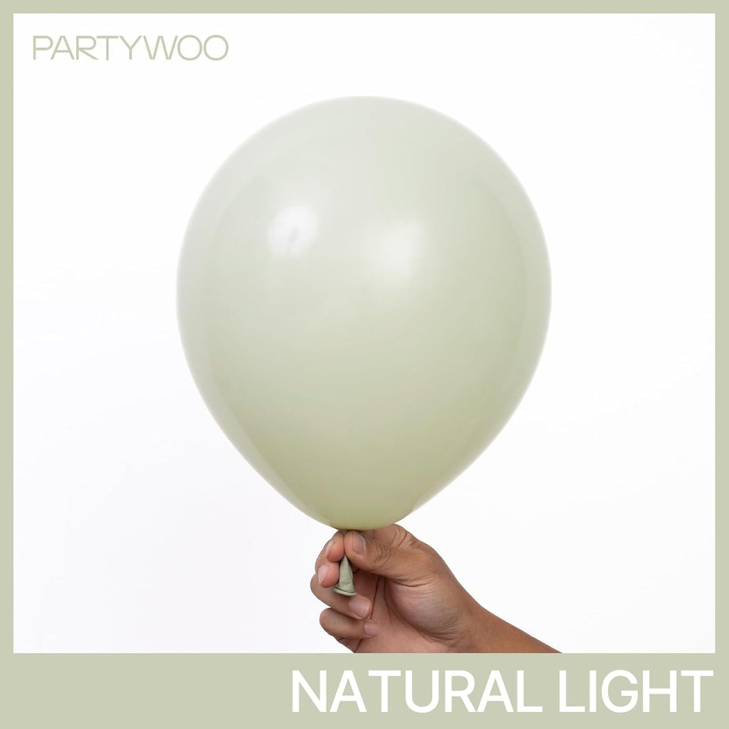PartyWoo Sage Green Balloons - 155-Piece Latex Balloon Arch Kit for Weddings & Birthdays | Various Sizes 5-18 Inch