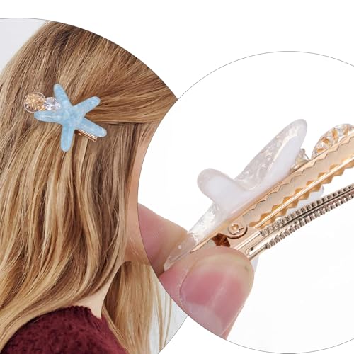 Starfish Hair Clips Set Acrylic Resin Mermaid Hair Accessories for Women
