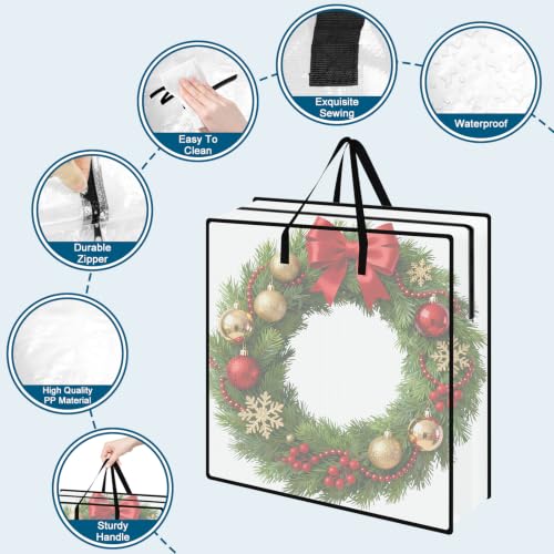 EverPetal Wreath Storage Bags 2-Pack, 26" Clear Containers