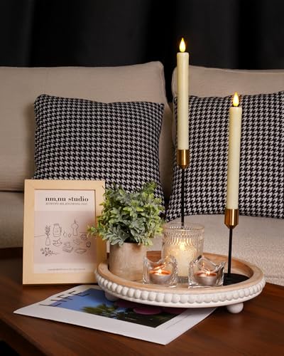 Ivory Flameless Taper Candles Set - Realistic Flickering Battery-Operated Candlesticks, No Remote, Safe for Weddings and Holiday Decor - 6 Pack