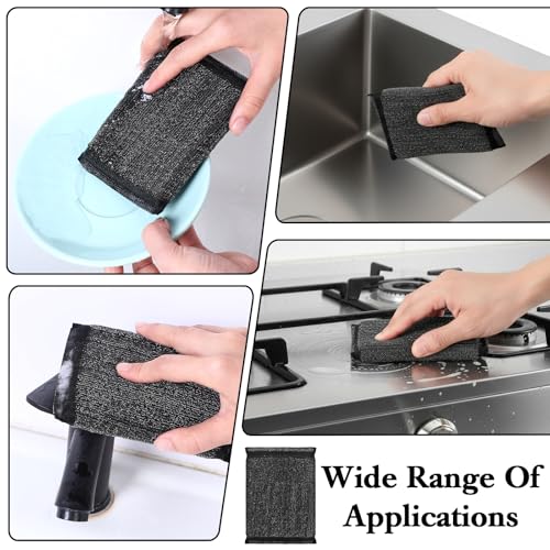 HaiFafafaing Steel Wool Scrubbing Spülschwamm - Heavy Duty Reusable Kitchen Sponge Set of 6