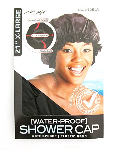 Extra Large Waterproof Shower Cap 21 Inch Black XL Hair Cap
