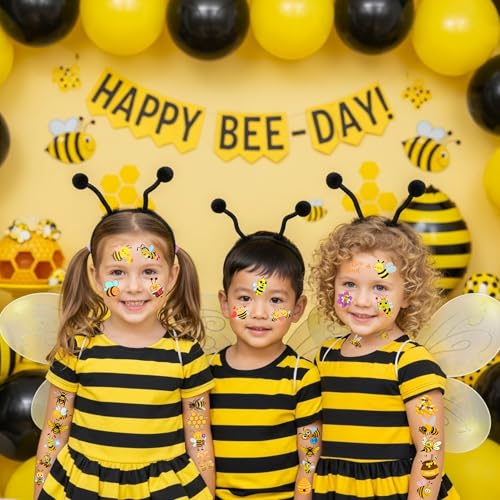 Bee Temporary Tattoos 50Pcs - Honey Party Favors & Kids Gifts