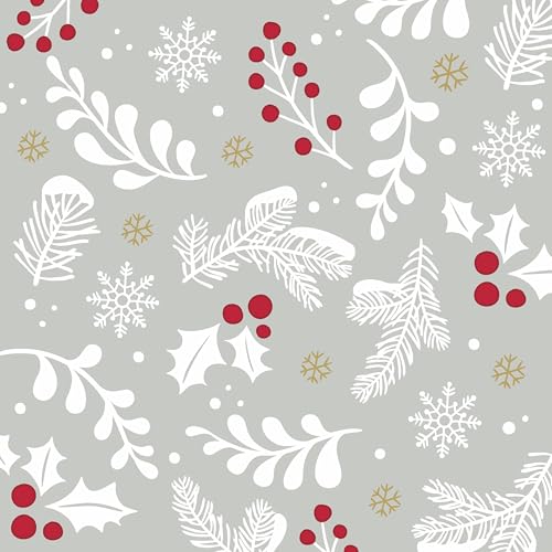 IHR Ideal Home Range Grey Winter Cocktail Napkins, 20-Count