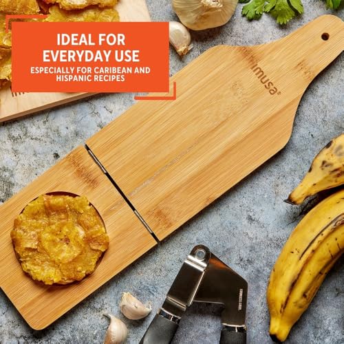 IMUSA Small Bamboo Tostonera Plantain Masher - 2.8 Inch