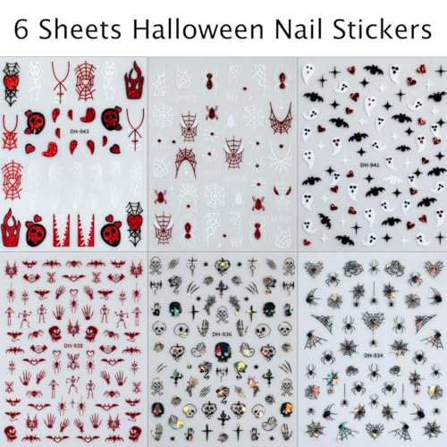Halloween Nail Art Stickers Gothic Ghost Spider Web Decals