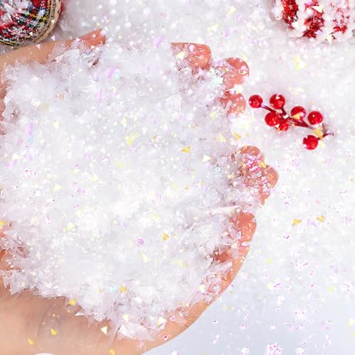21.1oz Christmas Fake Snow Decoration, Sparkling Artificial Snow for Crafts & Holiday Decor - Variations of THIS listing