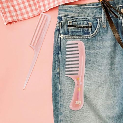Penitue 4-Piece Cute Bear Hair Comb Set Pink Fine Tooth & Rat Tail Styling Combs