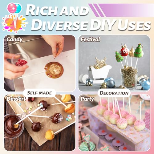 6 Inch White Lollipop Sticks Pack of 100 for Cake Pops & Desserts