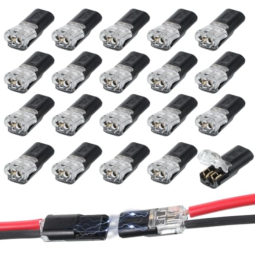20PCS Double Wire Plug Connector for LED Strip Lights - No-Stripping Quick Splice Clips