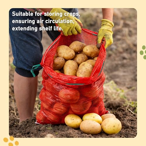 Reusable 14" x 24" Onion Bags - 10 Pack Drawstring Vegetable Storage
