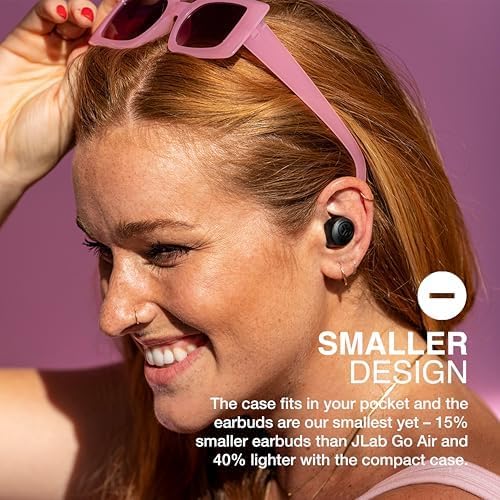 JLab Go Air Pop+ True Wireless Earbuds - 35H Playtime, Bluetooth with Microphone, USB-C Charging, Black