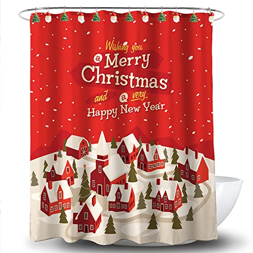 HELORAY Christmas Shower Curtain Hooks - Rust-Proof Metal Rings, Set of 12