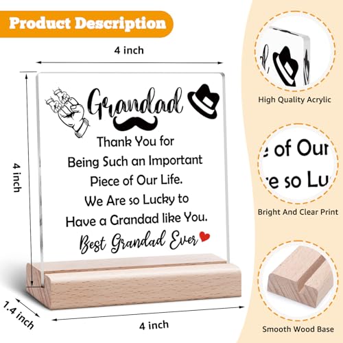 Heartfelt Grandpa Gifts Acrylic Desk Sign - Perfect for Birthdays & Father's Day