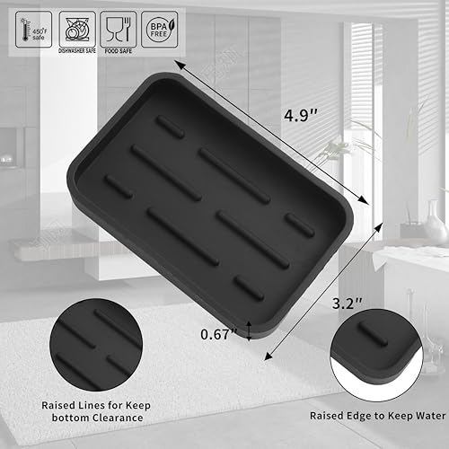 MicoYang Silicone Kitchen Sink Organizer Tray, 4.9" x 3.2" Non-Slip Holder