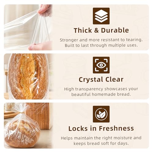 75 Pcs Plastic Bread Bags with Ties for Homemade Bread Storage