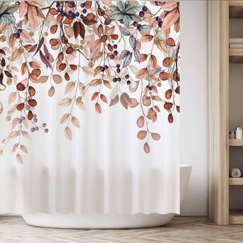 Funnytree 72x72 Watercolor Autumn Shower Curtain - Waterproof & Machine Washable