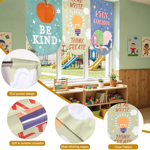 8 Pack Classroom Curtains 36x24 Inches Colorful Boho Motivational Door & Window Covers