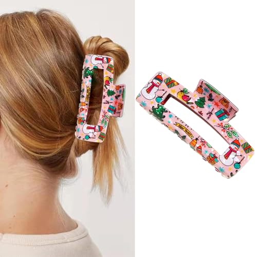 LYLYNB Christmas Hair Claw Clips Large Non-Slip Holiday Hair Accessories